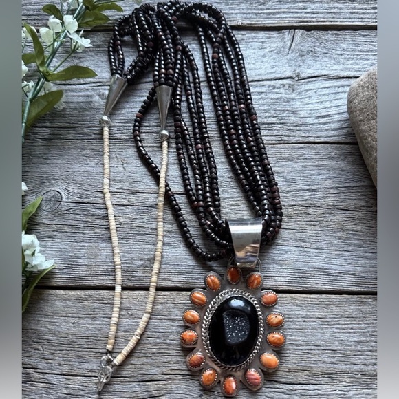 Orange Spiny Lariat Statement Set *Native